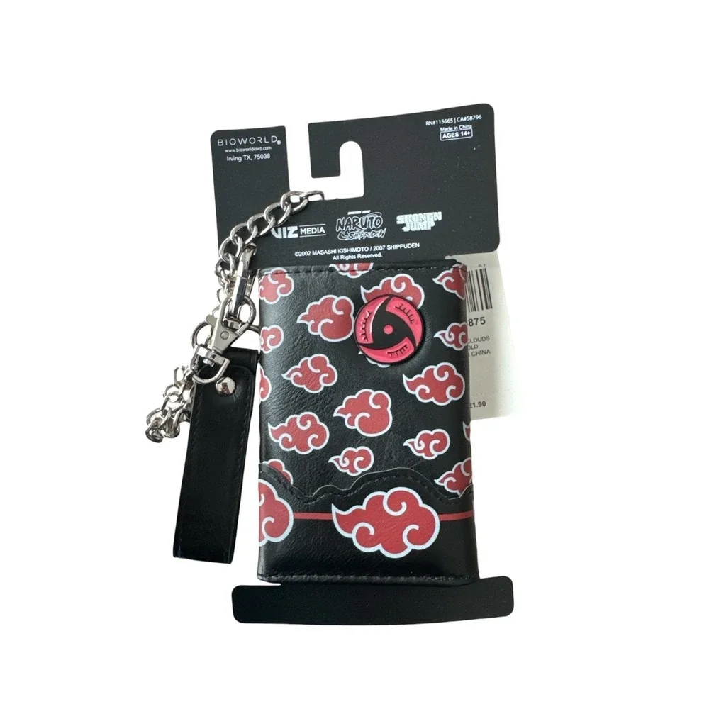 Hot Topic Naruto Shippuden Akatsuki Red Trifold Wallet With Detachable Chain